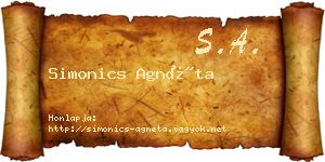 Simonics Agnéta névjegykártya